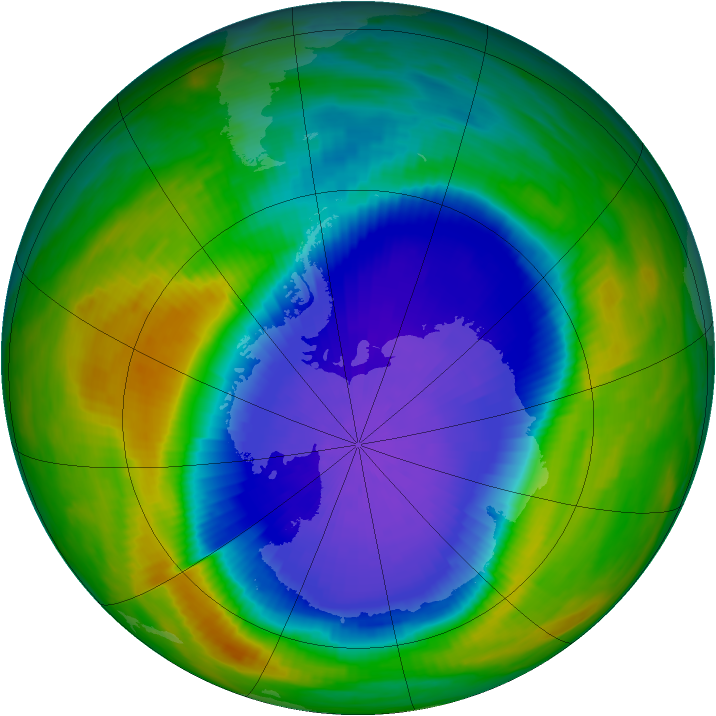 Antarctic ozone map for 06 October 1990